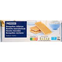 Barquillo de nata sin palma EROSKI, paquete 140 g