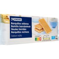 Barquillo de nata sin palma EROSKI, paquete 140 g