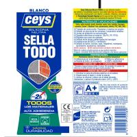 Silicona sella todo blanca, interior-exterior, no ennegrece CEYS, tubo 125 ml