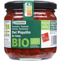 Piquillo de piquillo en tiras EROSKI BIO, frasco 260 g