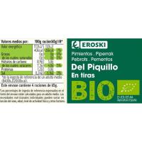 Piquillo de piquillo en tiras EROSKI BIO, frasco 260 g