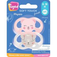 TIGEX soft narritadurak murrizteko silikonazko txupete fisiologikoa, 6-18 hilabete, 2 ale