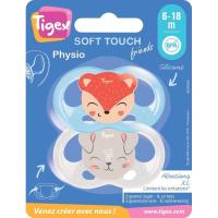 TIGEX soft narritadurak murrizteko silikonazko txupete fisiologikoa, 6-18 hilabete, 2 ale