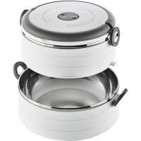 Fiambrera doble inox blanca de 1,2 L CAPRICE, set 2x600 ml