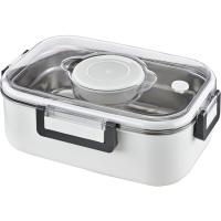 Fiambrera rectangular blanca de 850ml con tapa transparente CAPRICE, 1 ud