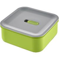 Fiambrera cuadrada verde Party de 540ml, tapa gris CAPRICE, 1 ud