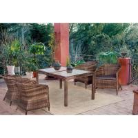 Mesa Baiona fija, imitación ratan con crital temperizado 5 mm, 150x85x75 cm Mesa Baiona fija, imitación ratan con crital temperizado 5 mm, 150x85x75 cm