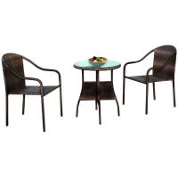 Mesa imitación ratán con cristal, 60x70 cm CAPRICE, 1 ud