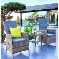 Conjunto Toja Relax imitación ratán: cojines mesa con cristal, 2 sillon reclinable Conjunto Toja Relax imitación ratán: cojines mesa con cristal, 2 sillon reclinable