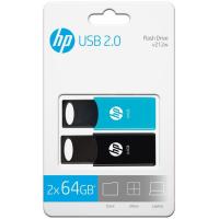 Pendrive negro/azul USB 2.0 de 64 GB V212W HP, Pack 2 uds