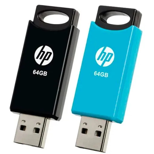Pendrive negro/azul USB 2.0 de 64 GB V212W HP, Pack 2 uds Pendrive negro/azul USB 2.0 de 64 GB V212W HP, Pack 2 uds