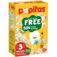 Palomitas para microondas con sal sin palma POPITAS, pack 3x90 g