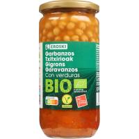 Garbanzos con verdura EROSKI BIO/ECO, frasco 700 g
