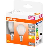 Bombilla Led esférica E14 4W luz cálida (2700k) CEGASA, pack 2 uds