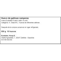 Huevo fresco campero EUSKO LABEL EUSKABER, cartón 10 uds