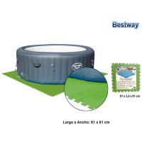 Protector de suelo, polipropileno verde, 78x78 cm BESTWAY, pack 9 uds