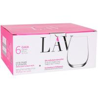 Vaso largo de agua Gaia, cristal transparente, 47,5 cl LAV, pack 6 uds