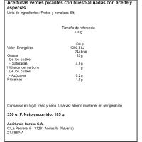 Aceitunas picantes verdes aliñadas SARASA, lata 185 g