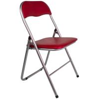 Silla plegable con asiento y respaldo en PVC acolchado rojo, 45x45x45/80 cm