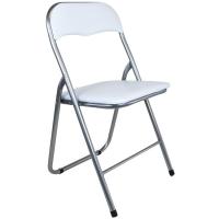 Silla plegable con asiento y respaldo en PVC acolchado blanco, 45x45x45/80 cm