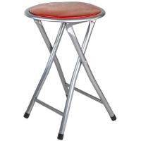 Taburete plegable con asiento en PVC acolchado rojo, Ø 30x45 cm