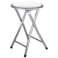 Taburete plegable con asiento en PVC acolchado blanco, Ø 30x45 cm
