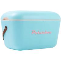 Nevera rígida portátil retro vintage celeste baby de 12 L, asa cuero POLARBOX, 1 ud Nevera rígida portátil retro vintage celeste baby de 12 L, asa cuero POLARBOX, 1 ud