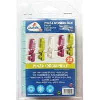 Pinza para tender la ropa irrompible Monoblock, pack 20 uds
