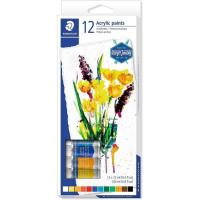 Tubo de pintura acrílica, 12 colores, Karat STAEDTLER, caja 12 uds