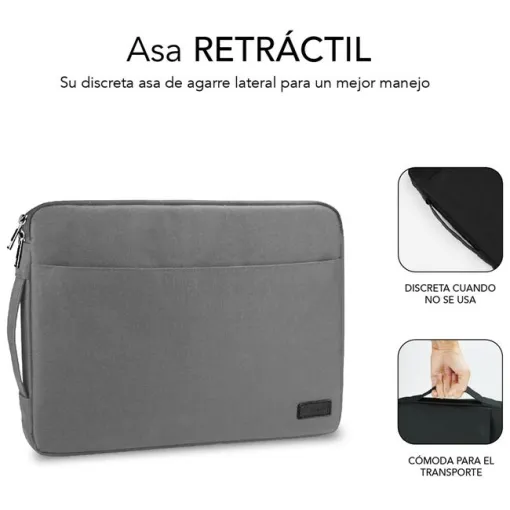 Maletín gris para portátil de hasta 14",  Urban Sleeve SUBBLIM