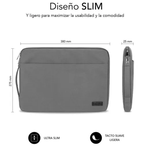 Maletín gris para portátil de hasta 14",  Urban Sleeve SUBBLIM