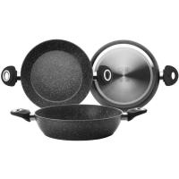 Sartén Honda aluminio forjado con asas NATURA, apto todo tipo cocinas IBILI, Ø28cm