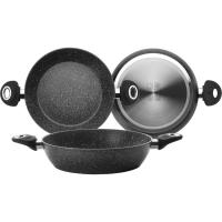 Sartén Honda aluminio forjado con asas NATURA, apto todo tipo cocinas, IBILI Ø32cm