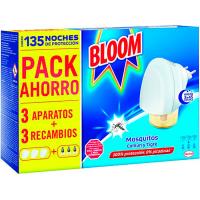 Insecticida eléctrico mosquitos BLOOM, 3 aparatos + 3 recambios