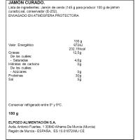 Jamón curado media loncha ELPOZO, pack 2x75 g