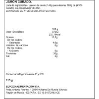 Jamón curado loncheado ELPOZO, bandeja 100 g