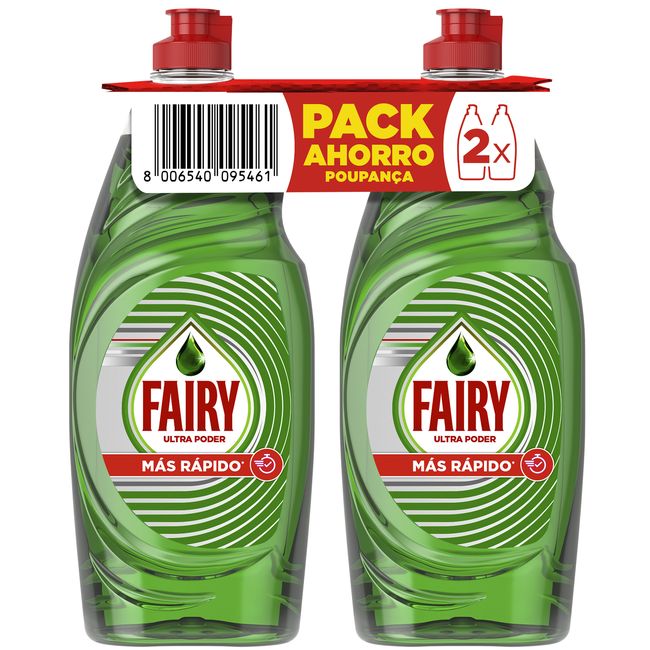 Lavavajillas a mano ultra FAIRY ULTRAPODER, pack 2x645 ml