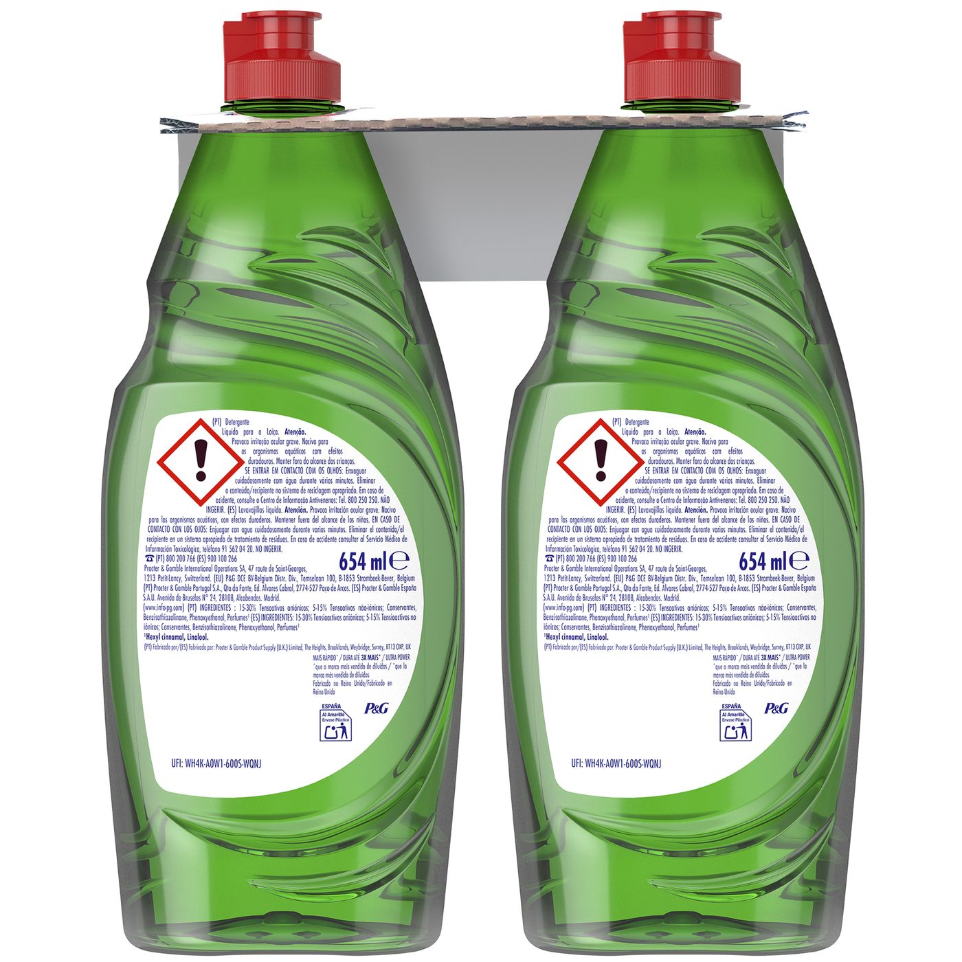 Lavavajillas a mano ultra FAIRY ULTRAPODER, pack 2x645 ml