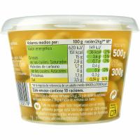 Aceituna sabor anchoa EROSKI, cubeta 300 g