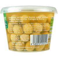 Aceituna sabor anchoa EROSKI, cubeta 300 g