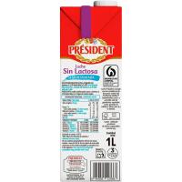 Leche sin lactosa semidesnatada PRESIDENT, brik 1 litro