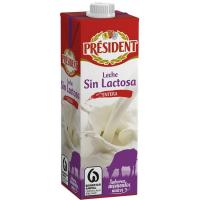 Leche sin lactosa entera PRESIDENT, brik 1 litro