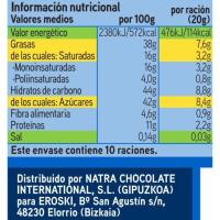 Chocolate con leche con almendras enteras EROSKI, tableta 200 g