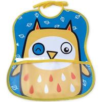 Babero vinilo impreso, bolsillo diseño buho, cierre con cintas 25x30cm TI-TIN, 1ud