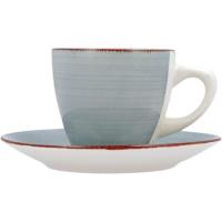 Set de 2 tazas con plato, azul turquesa, ceramica, 22 cl,  Vita Morning Aqua Quid