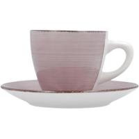 Set de 2 tazas con plato, rosa, ceramica, 22 cl,  Vita Morning Peoni Quid