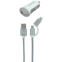 Kit cargador coche 12/24v micro USB & Iphone, carga USB AUTO-T, 1 ud