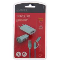 Kit de viaje 12/24v micro USB & Iphone, carga USB AUTO-T, 1 ud