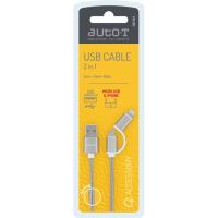 Cable 2 en 1: micro USB & Iphone, carga USB AUTO-T, 1 ud