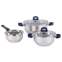 Batería de cocina de acero inoxidable Oslo, apto para todo tipo de cocinas IDEAL CASA, 3 piezas y 2 tapas